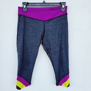 Lululemon womens Half Moon Purple Yellow Crop Leggings tight size 6